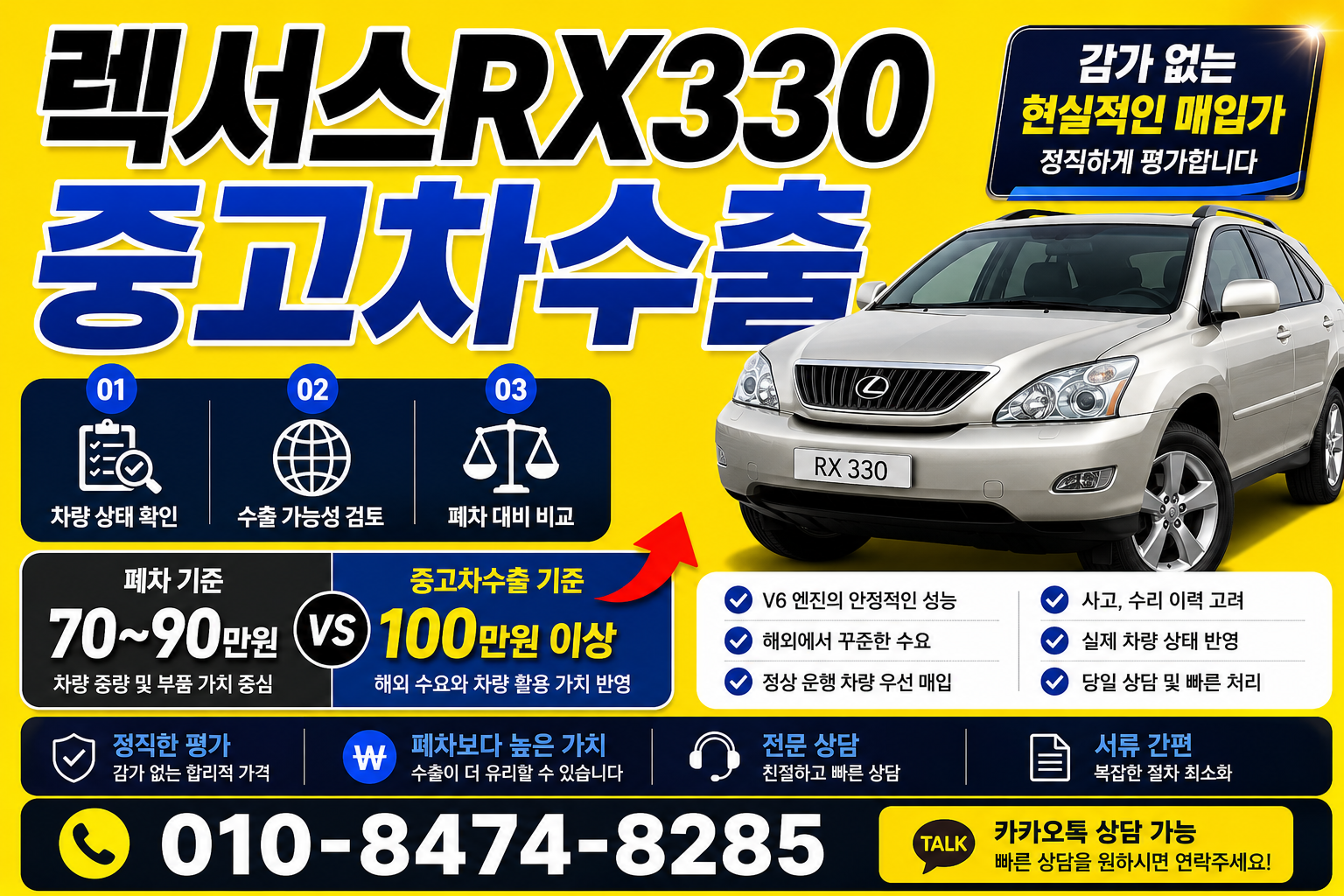 렉서스RX330 중고차수출 폐차 가격 비교