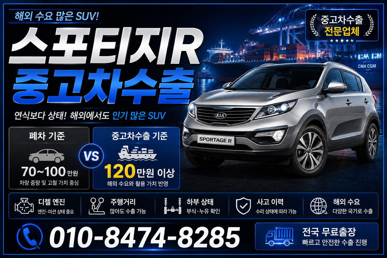 스포티지R 중고차수출 폐차 가격비교