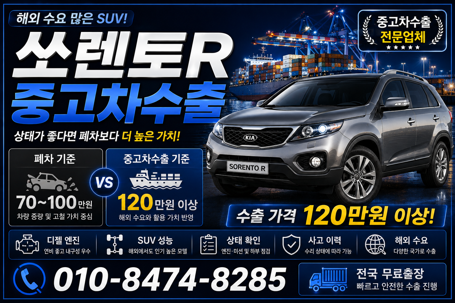 쏘렌토R 중고차수출 폐차 가격 비교
